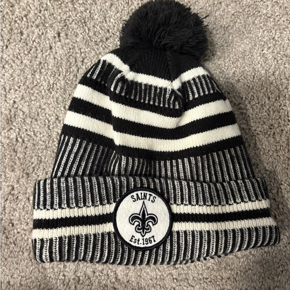NFL New Orleans Saints Striped Beanie - Black and White